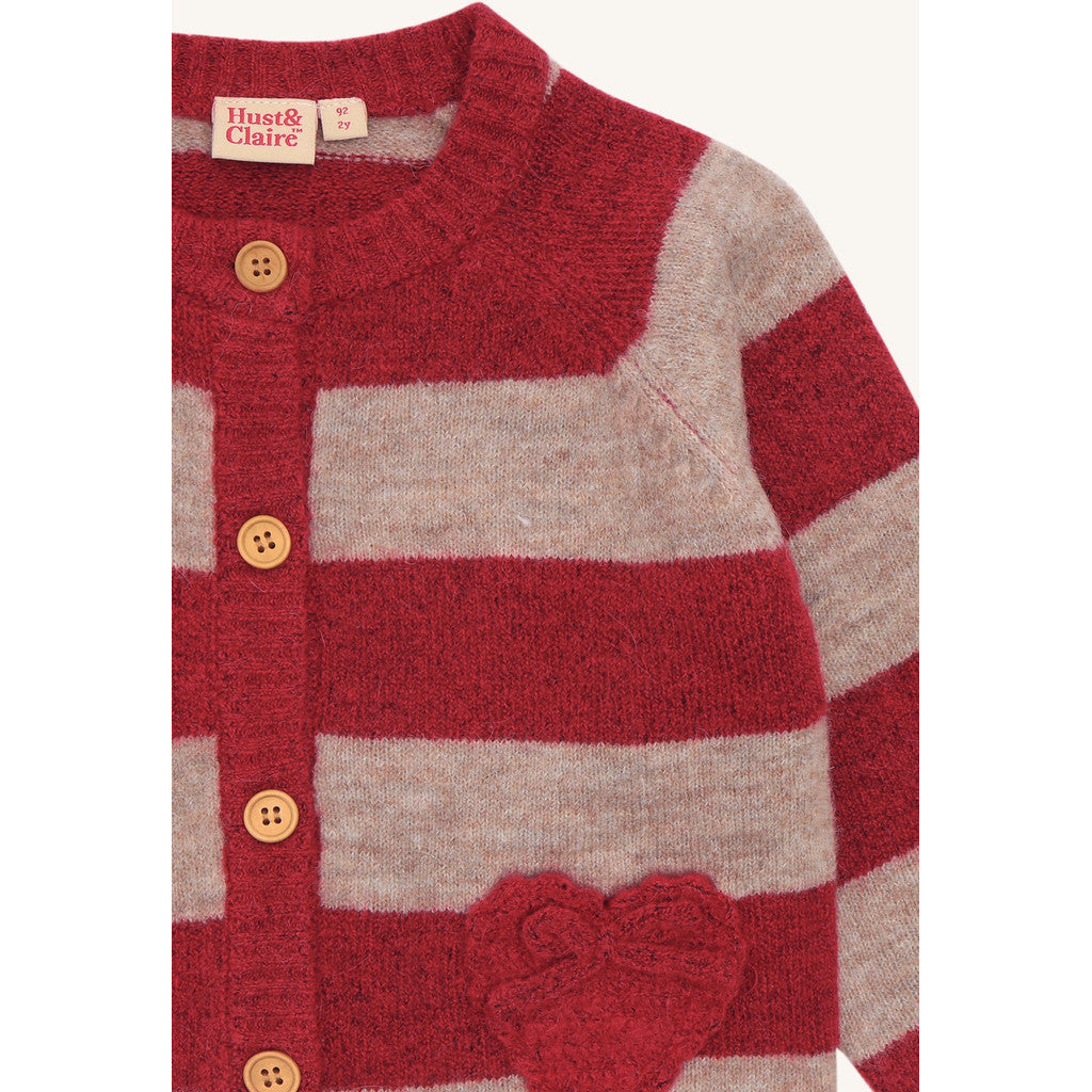Hust & Claire HCCamilla Christmas stripe Cardigan 3379 Teaberry