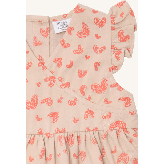 Hust & Claire Dress HCKatinka Fine Twill Heart Dresses 3771 Wild Coral