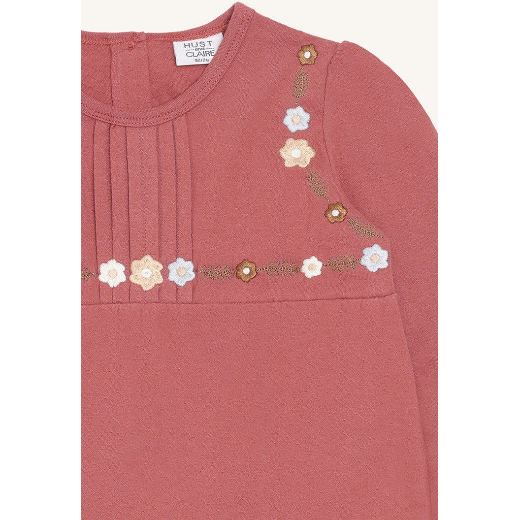 Hust & Claire HCAlma Dot structure T-shirt L/S 3392 Dry Rose