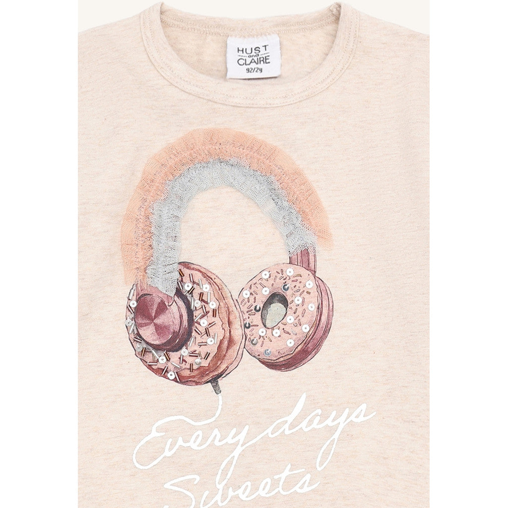 Hust & Claire HCAlma Headphones T-shirt L/S 1290 Wheat Melange