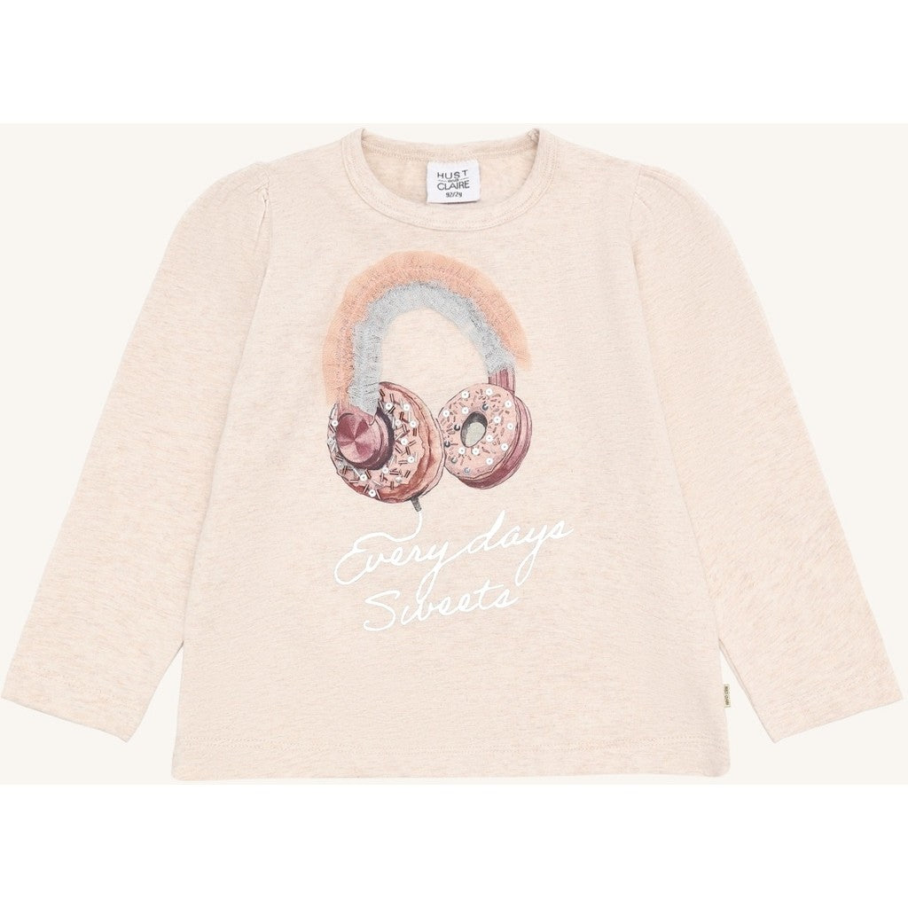 Hust & Claire HCAlma Headphones T-shirt L/S 1290 Wheat Melange