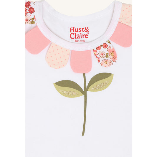 Hust & Claire HCAlma  Petals T-shirt S/S 3246 White