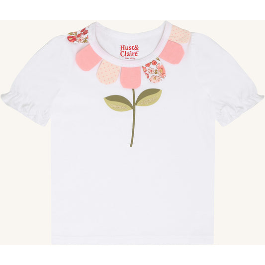 Hust & Claire HCAlma  Petals T-shirt S/S 3246 White