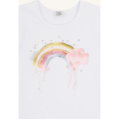 Hust & Claire HCAlma  Rainbow T-shirt S/S 3246 White
