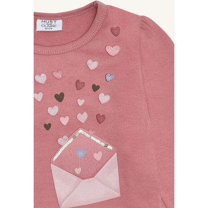 Hust & Claire HCAlma heart letter T-shirt L/S 3392 Dry Rose