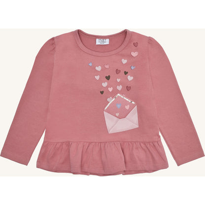 Hust & Claire HCAlma heart letter T-shirt L/S 3392 Dry Rose