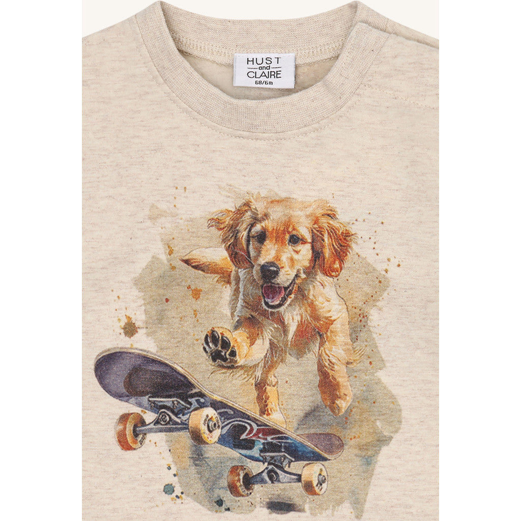 Hust & Claire HCAnton Skater dog T-shirt L/S 1290 Wheat Melange