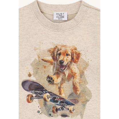 Hust & Claire HCAnton Skater dog T-shirt L/S 1290 Wheat Melange