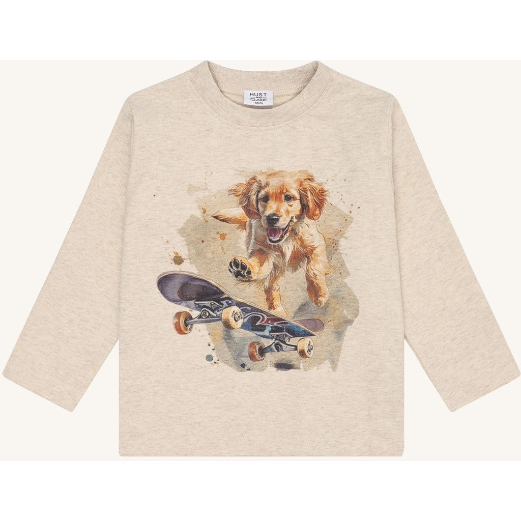 Hust & Claire HCAnton Skater dog T-shirt L/S 1290 Wheat Melange