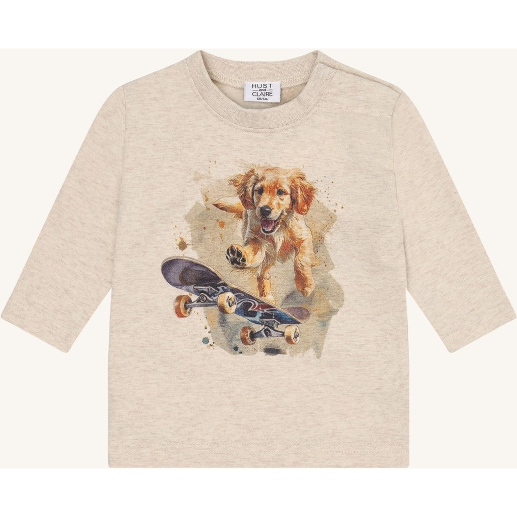 Hust & Claire HCAnton Skater dog T-shirt L/S 1290 Wheat Melange