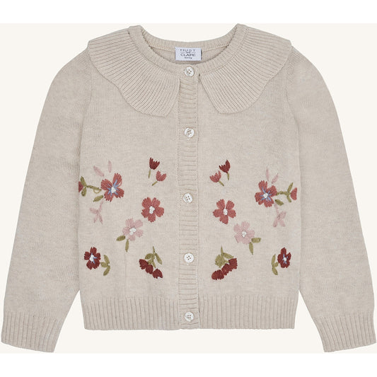 Hust & Claire HCCamilia flower emb. Cardigan 1290 Wheat Melange