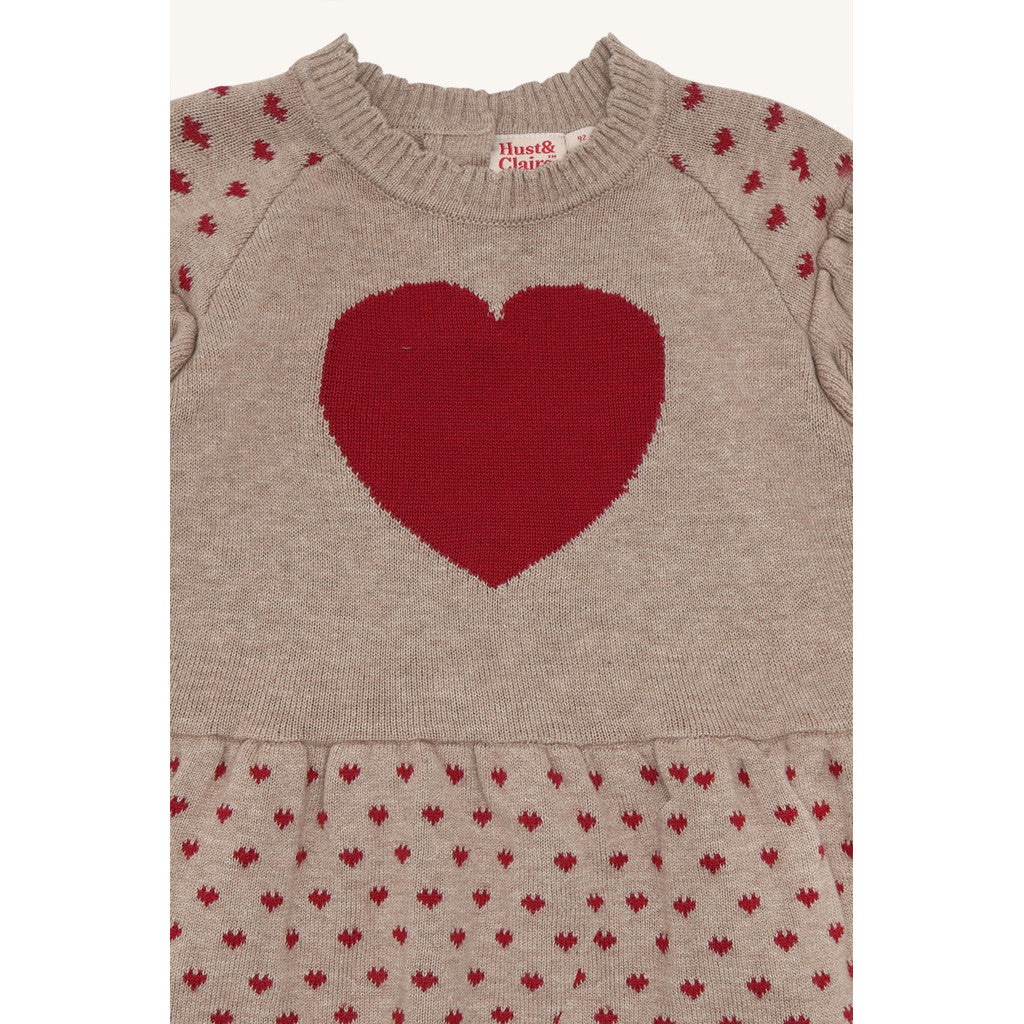 Hust & Claire HCKnit dress Hearts Dresses 3554 Biscuit