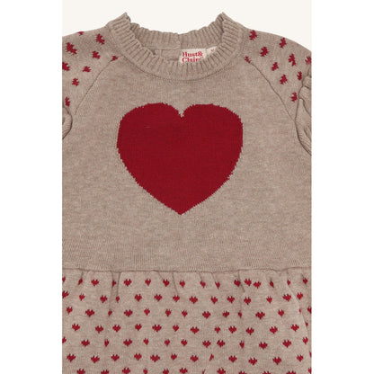 Hust & Claire HCKnit dress Hearts Dresses 3554 Biscuit