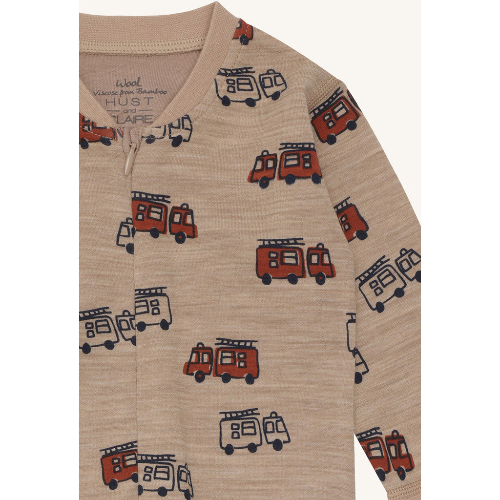 Hust & Claire HCManu Firetruck Zip Night Suit 3554 Biscuit
