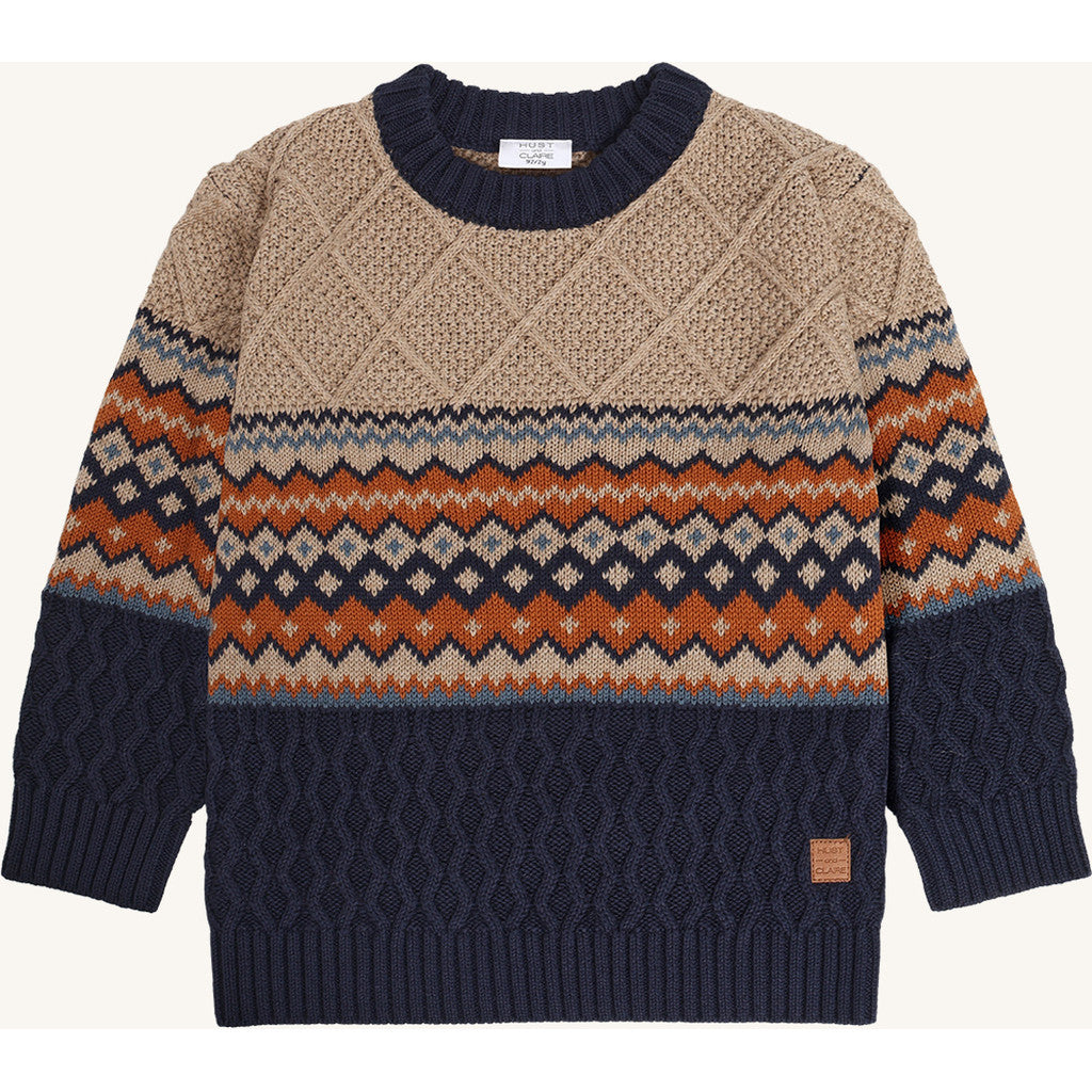 Hust & Claire HCPelle Knit Colorblock Stripes Pullover 3554 Biscuit