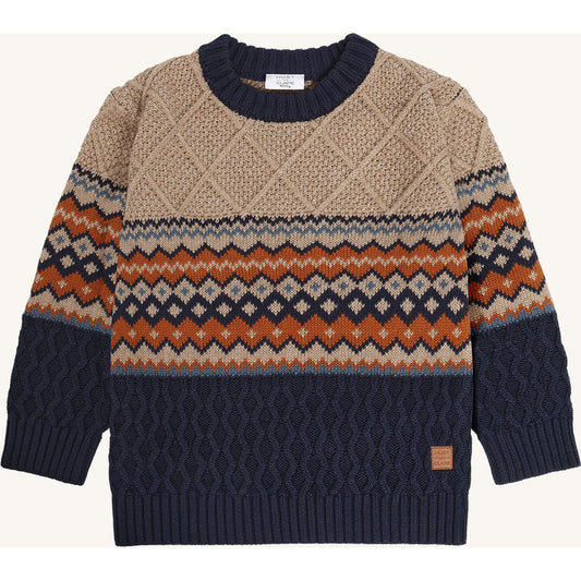 Hust & Claire HCPelle Knit Colorblock Stripes Pullover 3554 Biscuit