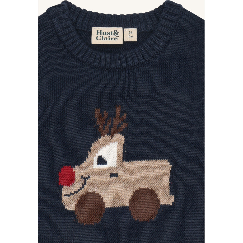 Hust & Claire HCPerry Reindeer Knitwear 4150 More Navy