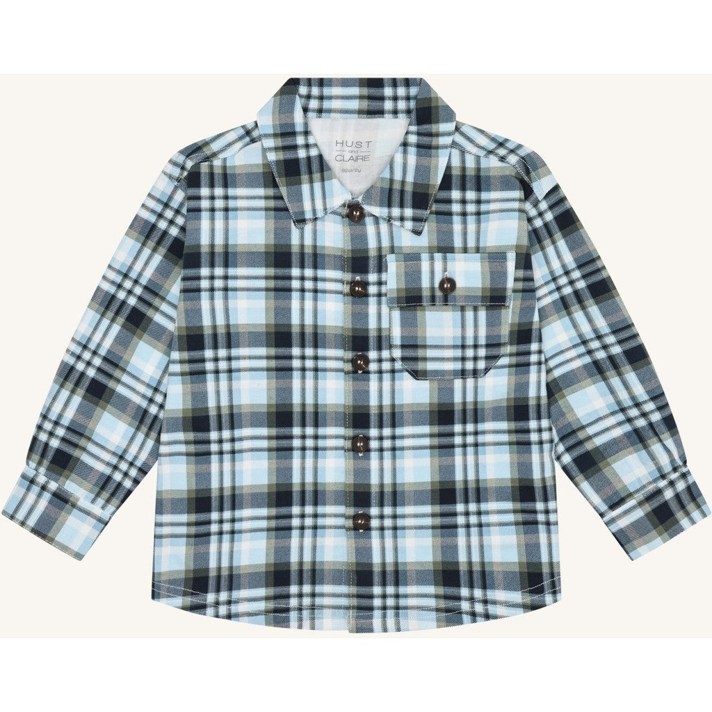 Hust & Claire HCRavn Fall Check Shirts 3140 Iron Blue
