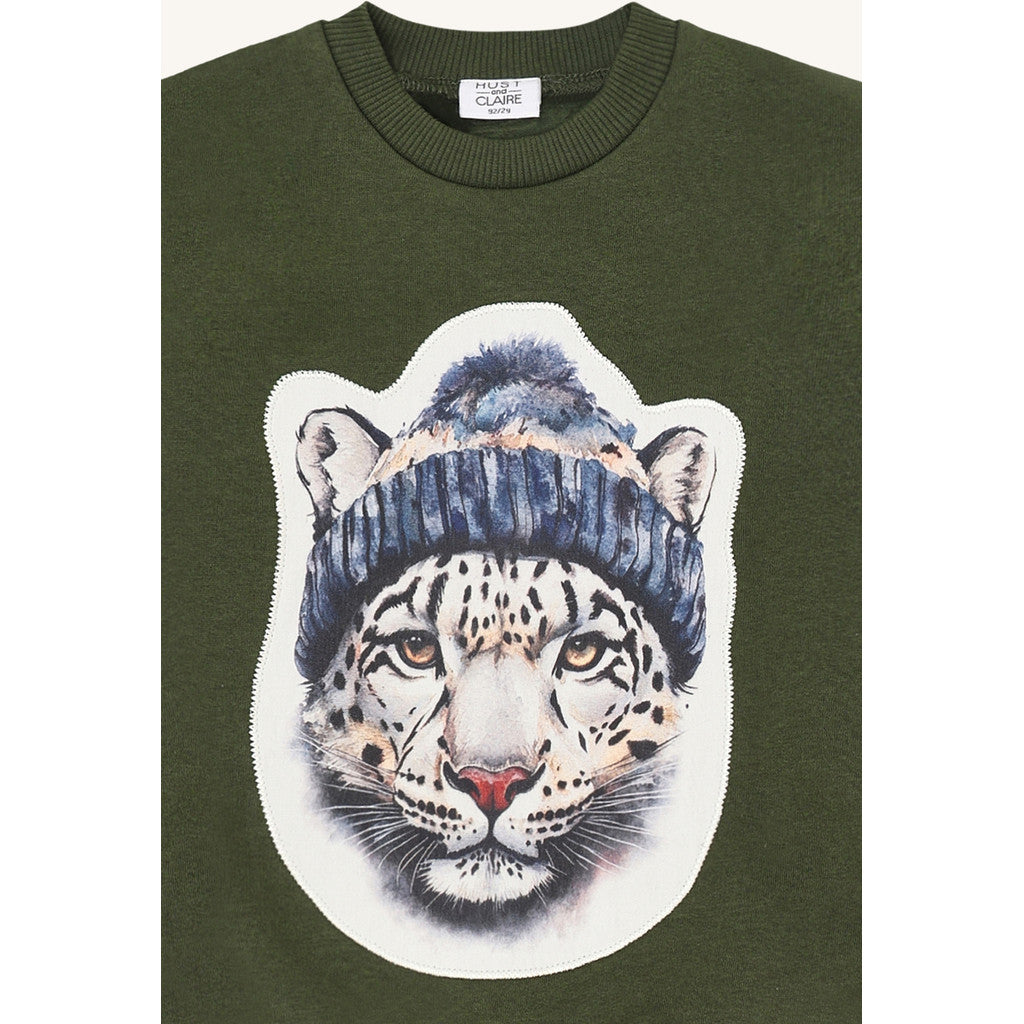 Hust & Claire HCSejer Snow Leopard Sweatshirt 3461 Deep Ivy
