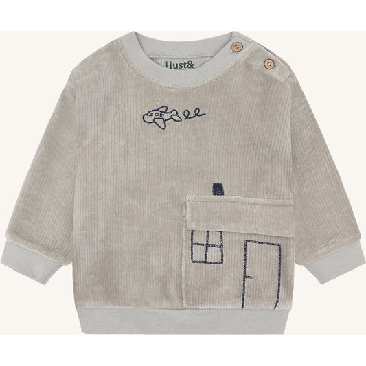 Hust & Claire HCSofus Ribbed velour Sweatshirt 4440 Forest Fog