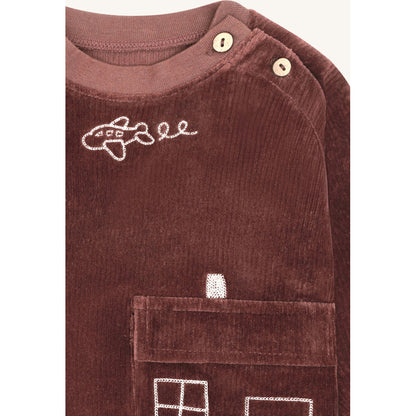 Hust & Claire HCSofus Ribbed velour Sweatshirt 4575 Soil