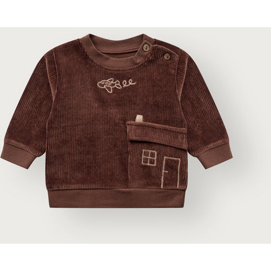 Hust & Claire HCSofus Ribbed velour Sweatshirt 4575 Soil