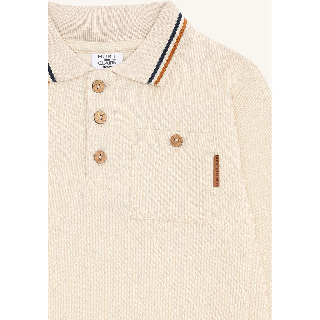 Hust & Claire HCStevie Polo stripes Polo L/S 1290 Wheat Melange