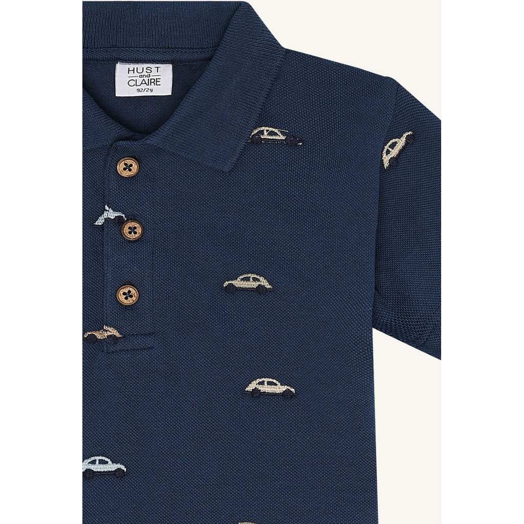 Hust & Claire T-shirt HCAdrian Pique car emb. Polo S/S 3160 Blue Moon