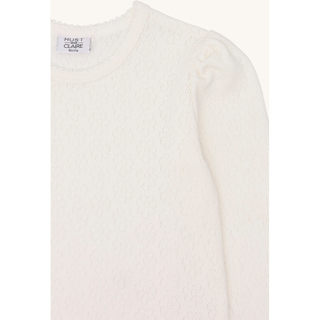 Hust & Claire T-shirt HCAlma Pointelle T-shirt L/S 3270 Ivory