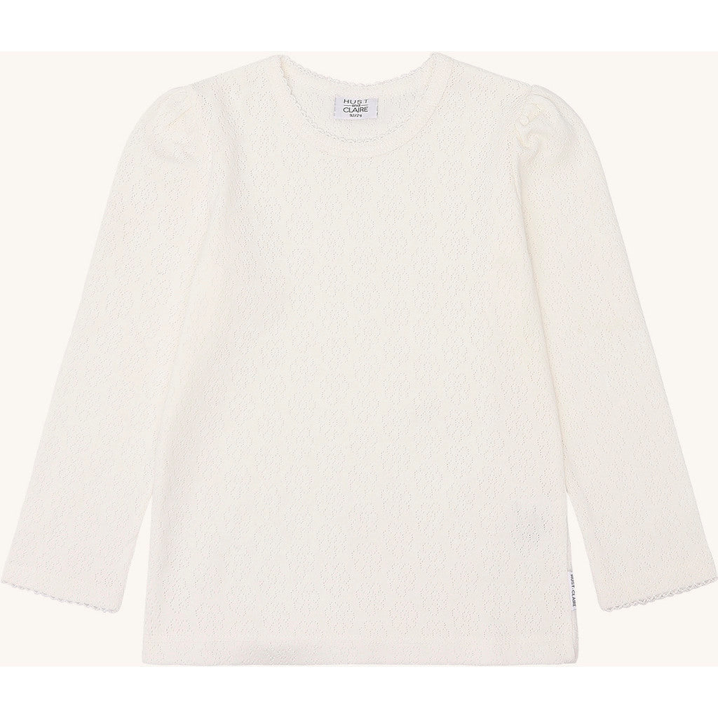 Hust & Claire T-shirt HCAlma Pointelle T-shirt L/S 3270 Ivory
